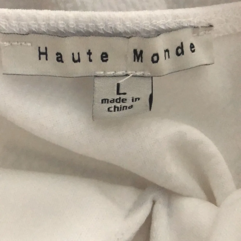 Haute Monde White Textured Slit V Neck Sleeveless Fit Flare Mini Dress Womens L - Image 8