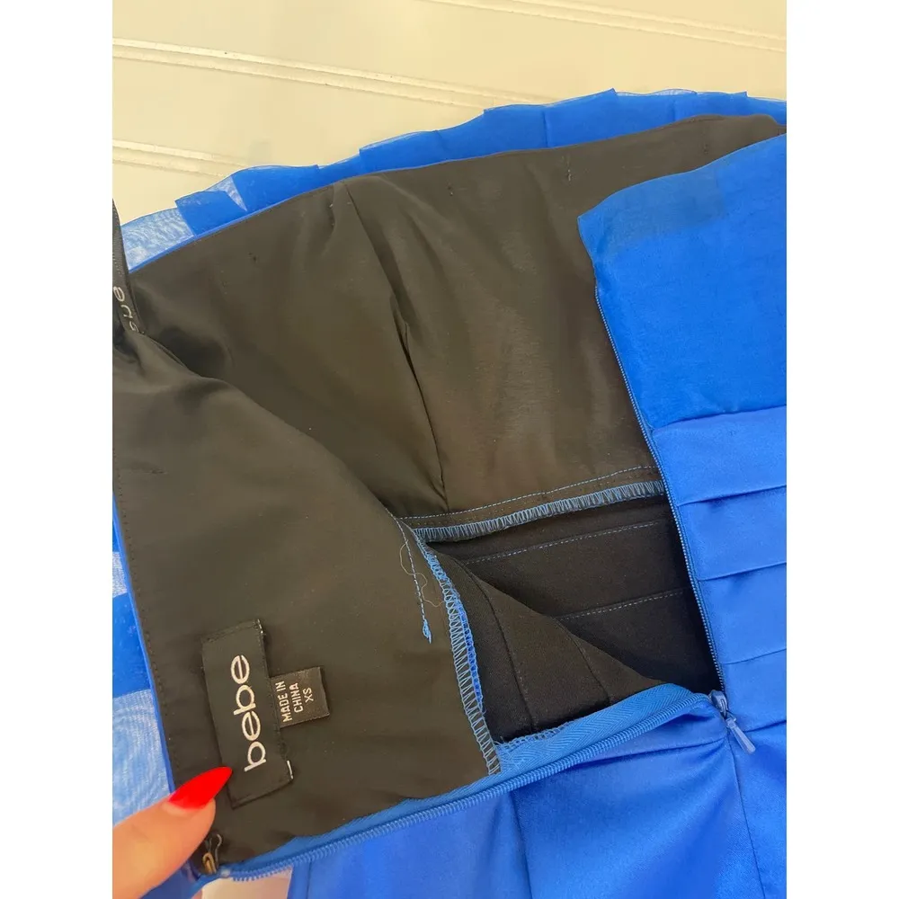 Bebe  Daliah Royal Blue Bodycon Strapless Party Mini Cocktail Dress Size XS - Image 6