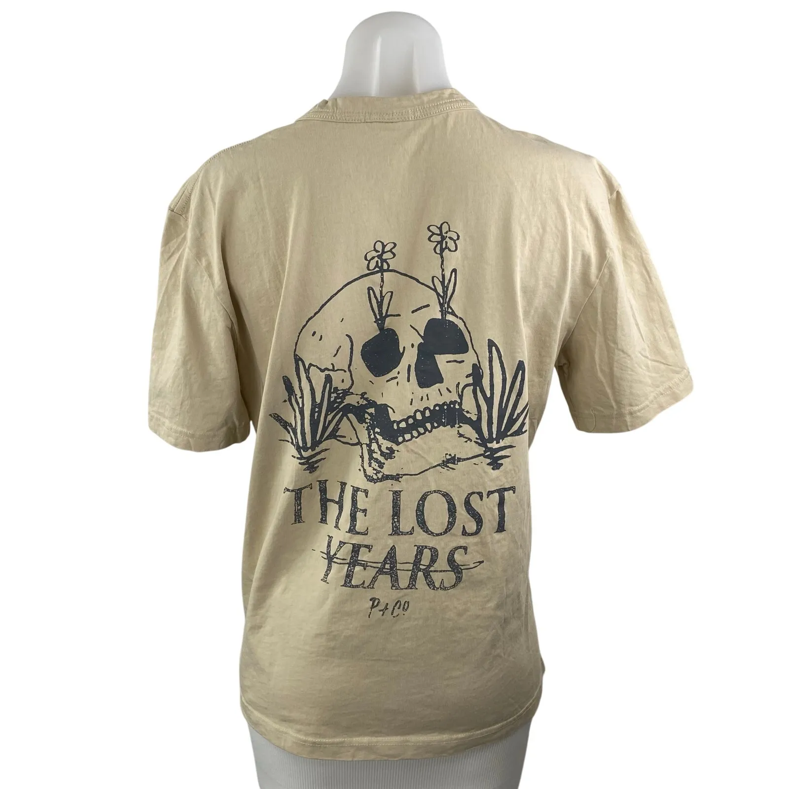 P&Co Women's Beige The Lost Years Floral Short Sleeve T Shirt Tee Top Size XS - Image 4