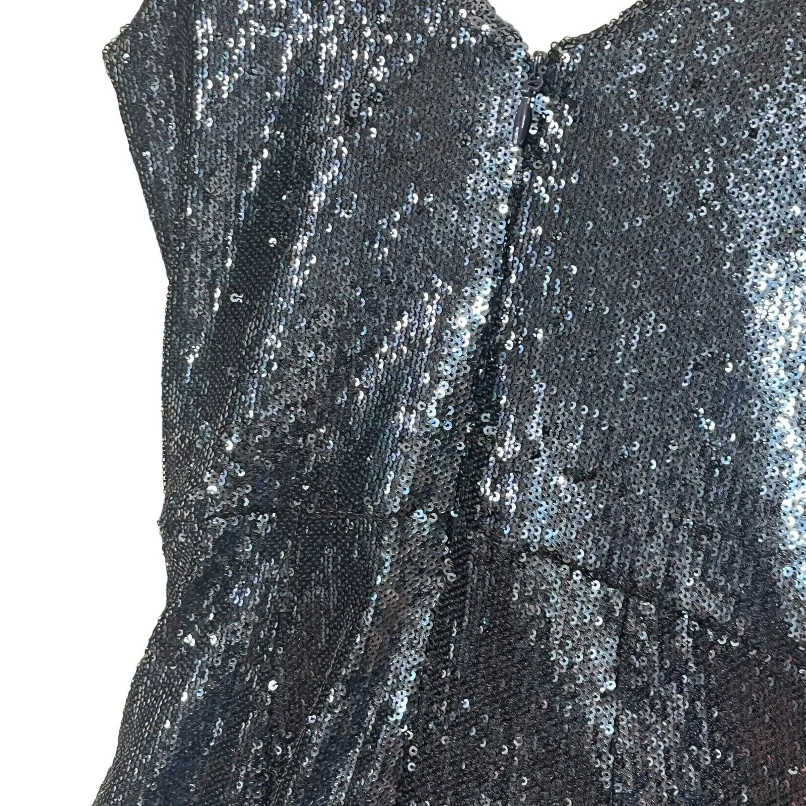 Dress the Population Sam Sequin Jumpsuit Navy Night Sky Size XS Sleeveless Zip - Image 6