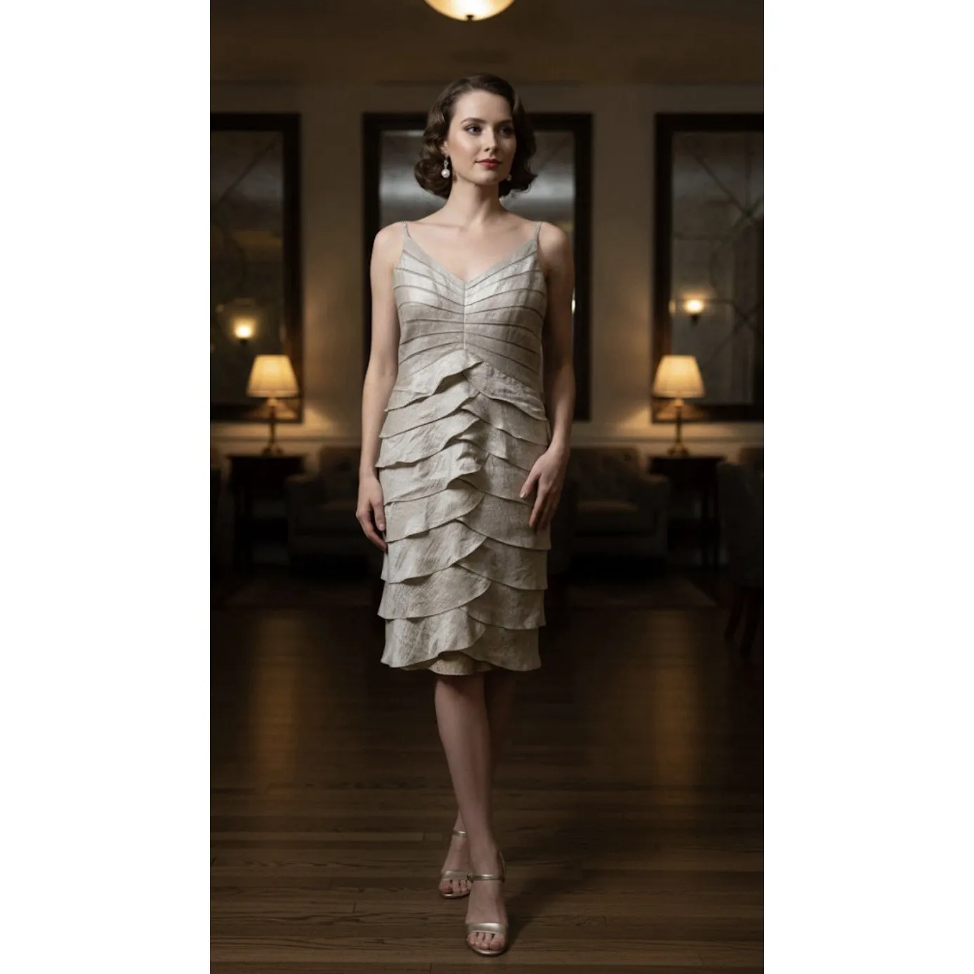 Victor Costa Vintage Cocktail Dress Layered Tiered Pleated Size 12 - Image 11