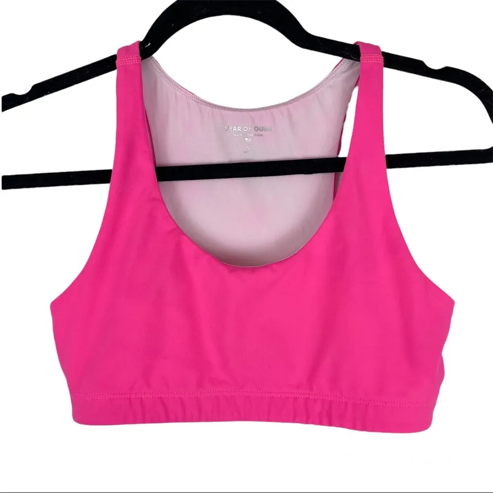 Revolve Year of Ours Workout Set Sports Bra Crossover Leggings Pink Sz Small - Image 5