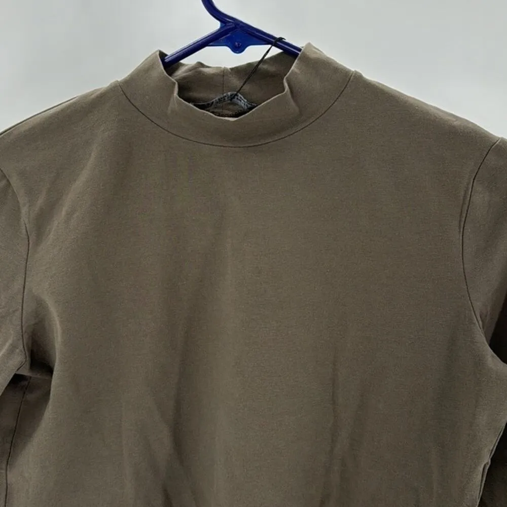 Zara green cropped mock neck long sleeve green top minimalist size Small - Image 3