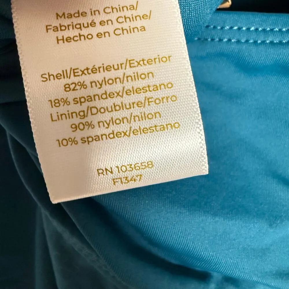 Anne Cole Twist Front Shirred One Piece Swimsuit in Deep Sea Blue Size 16W - Image 13