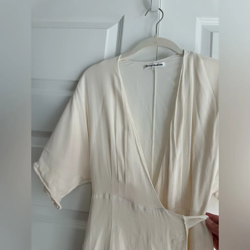 Reformation  Winslow Wrap Dress White Ivory‎ Size S - Image 6