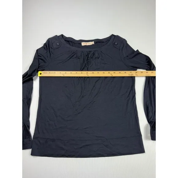 Tory Burch Blouse Long Sleeve Button Detail Top Black Elegant‎ Size S - Image 2