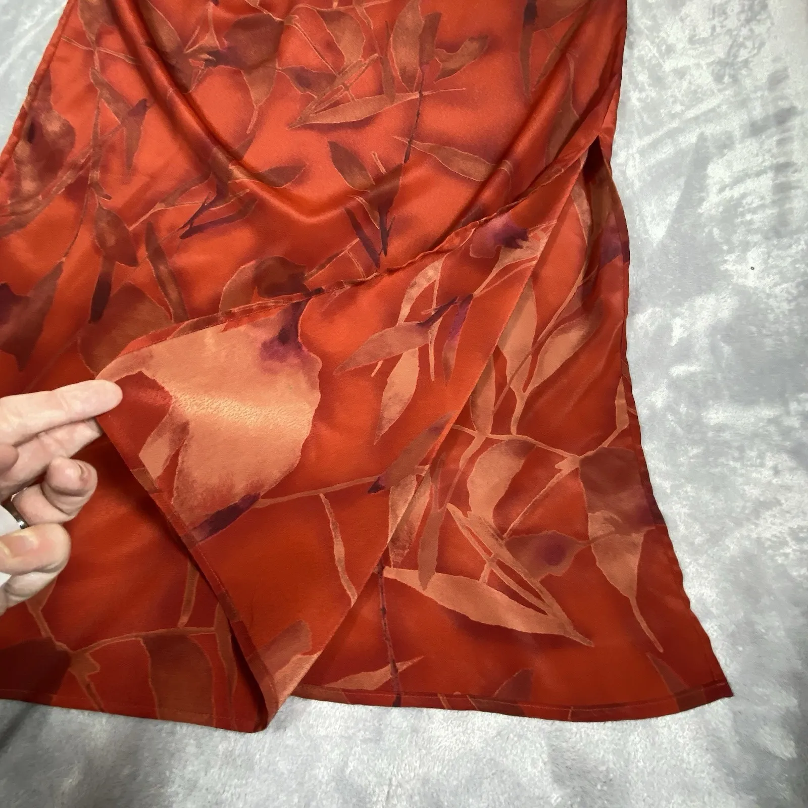 VTG Norton McNaughton Large Maxi Dress  90s Y2K Floral V-Neck Red Tropical Flowy - Image 4