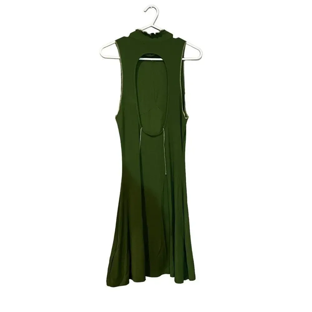 Urban Outfitters Deja Seamed Ribbed Cutout Back High Neck Mini Dress Size Large - Image 5