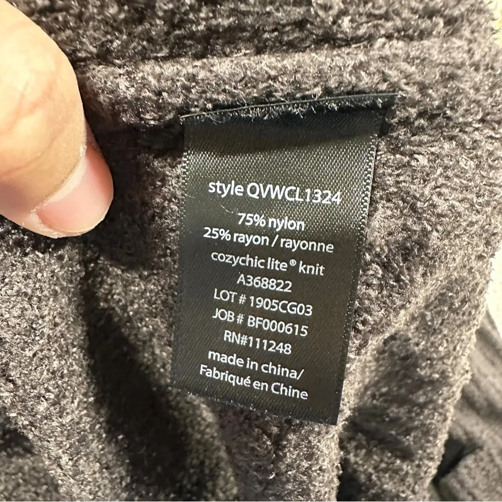 Barefoot Dreams CozyChic Lite Relaxed Hooded Cardigan Open Front Pockets Brown L - Image 10