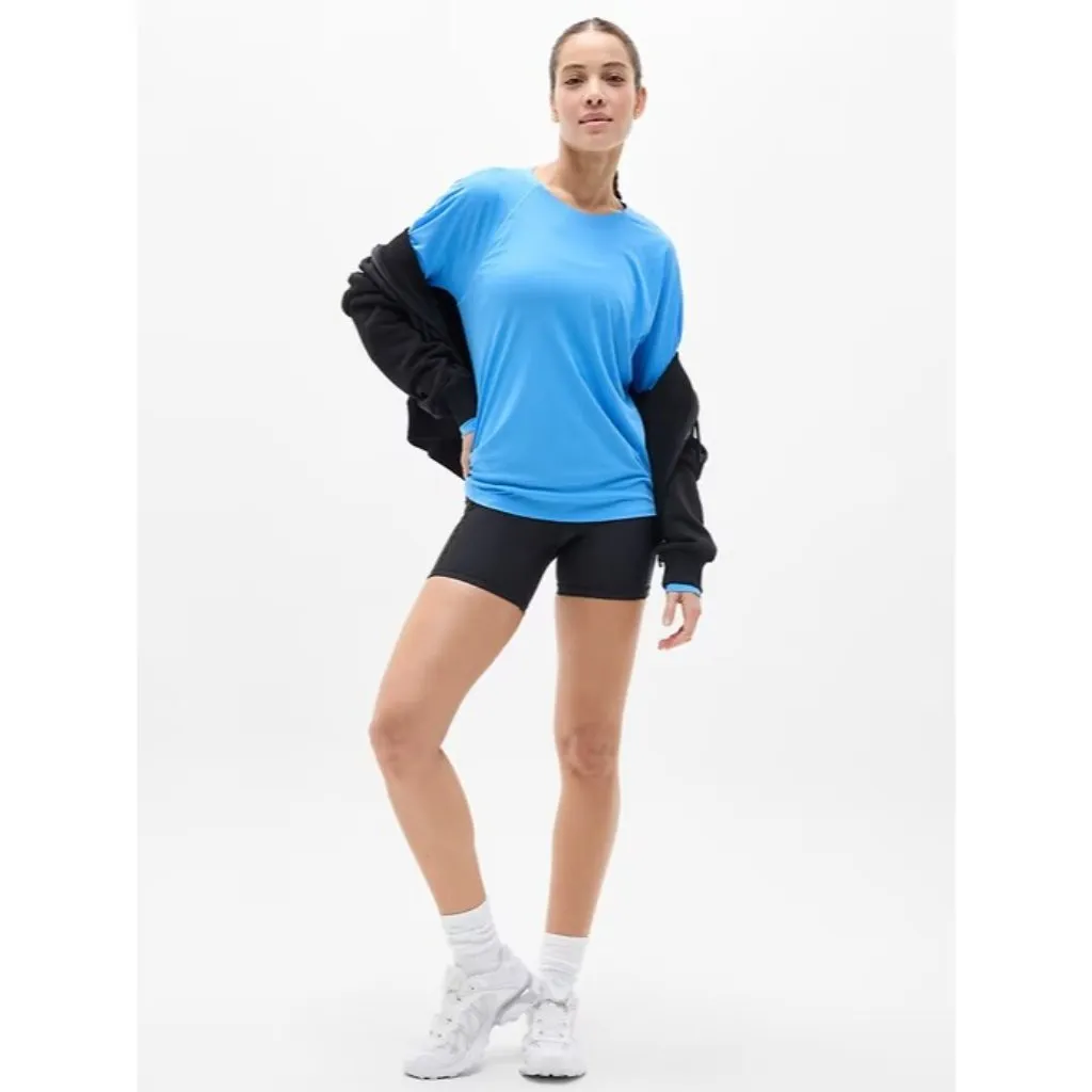 New Athleta L Grid Knit Top Cornflower Blue Long Sleeve Large - Image 2
