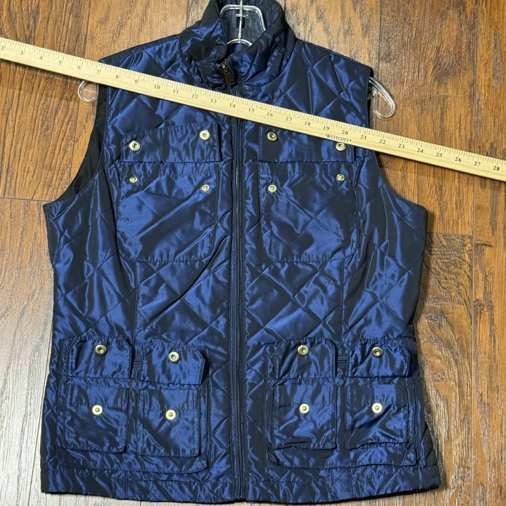 Lauren Ralph Lauren Womens L Blue Quilted Vest Jacket Zipper Pockets Outdoor - Image 4