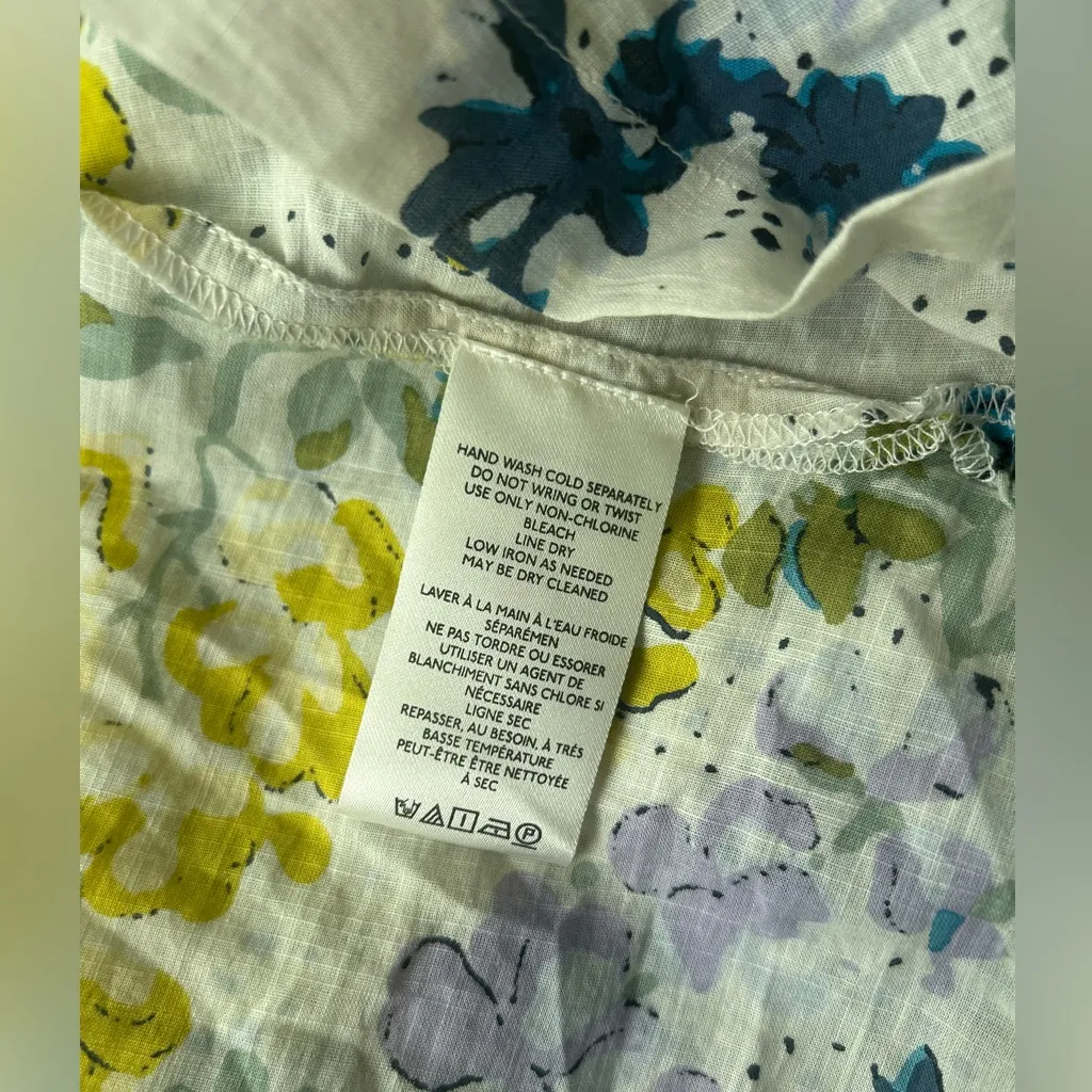 NWT Anthropologie Women’s Printed Surf Shirt in Blue Floral Motif Size XL - Image 7