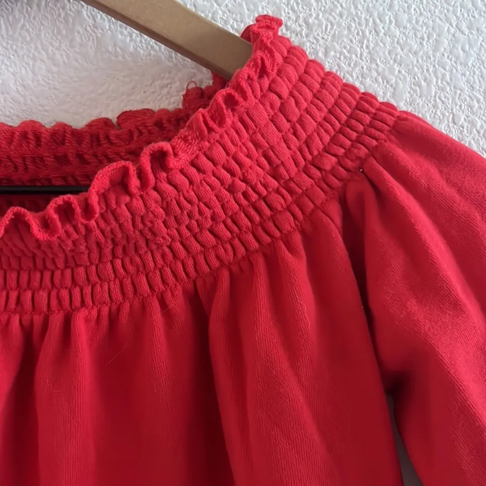 Urban Outfitters Kimchi Blue Smocked Neckline Cropped Sweatshirt Top Red XS - Image 3