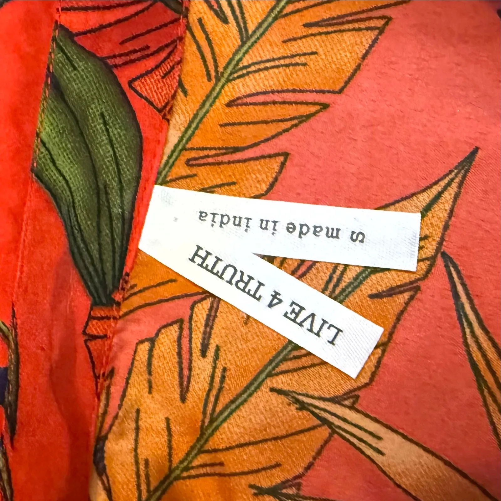 Live 4 Truth Women’s Small Red Green Tropical Midi Dress Palm Leaf Toucan Vaca - Image 9