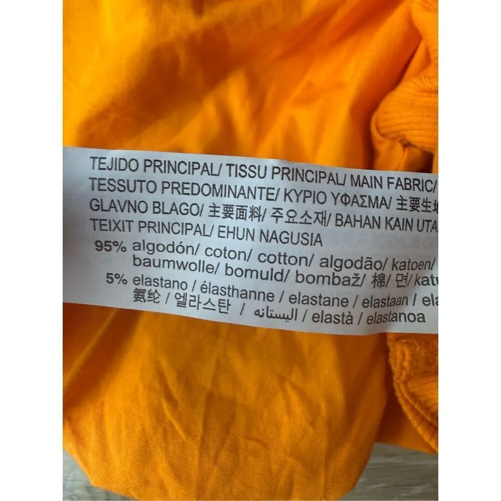 ZARA Bold & Bright Puff Sleeve Crop Top In Marigold Orange Yellow Size M - Image 11