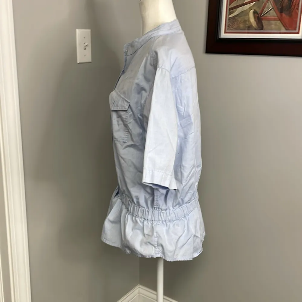 Athleta Derek Lam Blue Button Up Short Sleeve Top Small Athleisure Collab - Image 2