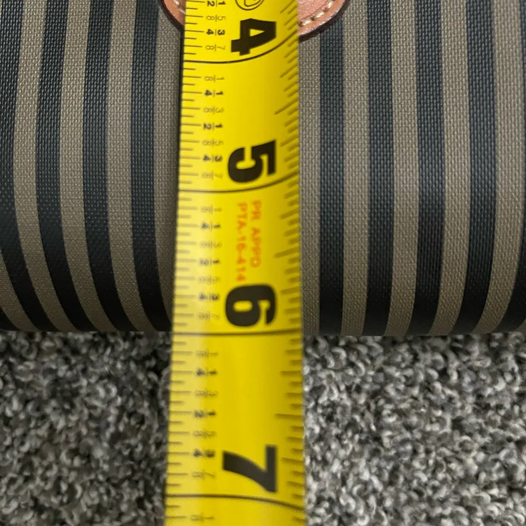 Vintage Allan Edward Black Brown Striped Crossbody Shoulder Bag Purse Wallet - Image 6