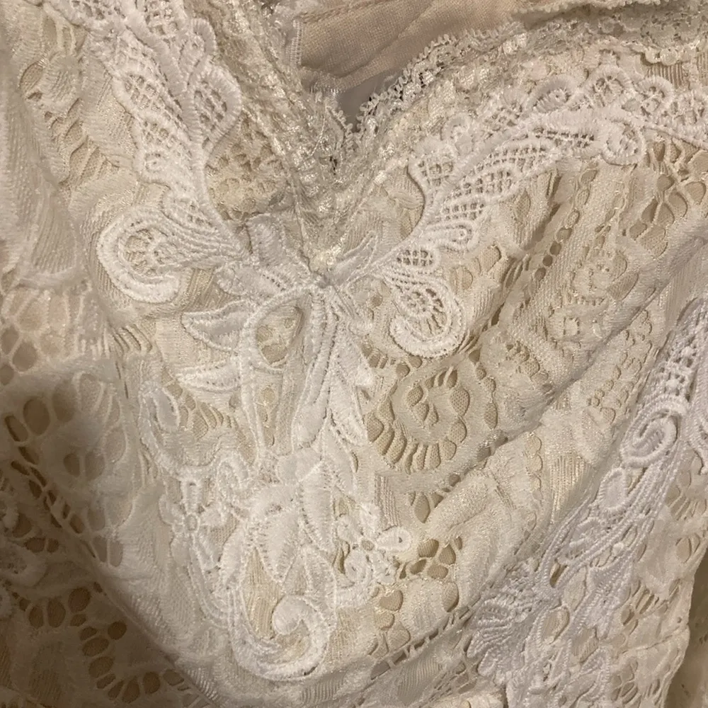 Maniju Women’s Size Large White Half Shoulder 3/4 Sleeve Lace Dress - Image 5