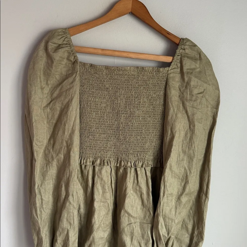 NEW Quince 100% European Linen Smocked Mini Dress Small - Image 3