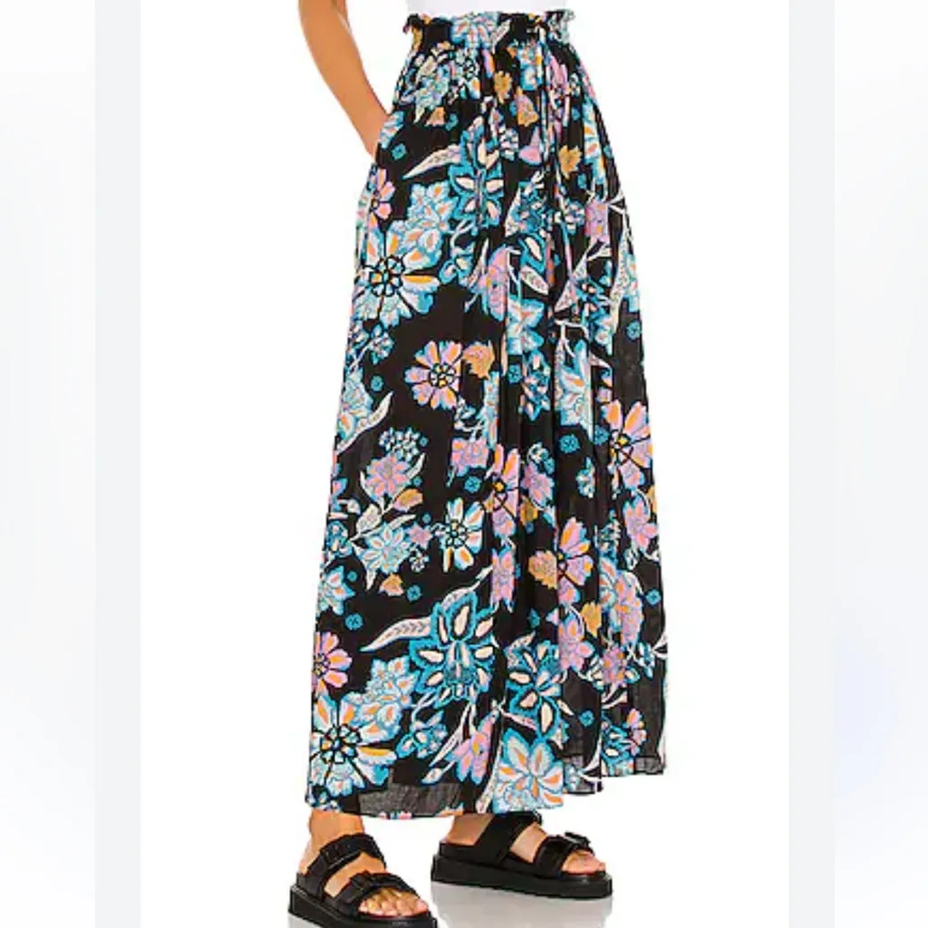 Free People Take it Easy Floral Lounge Pant in Twilight Wide Leg Medium - Image 2