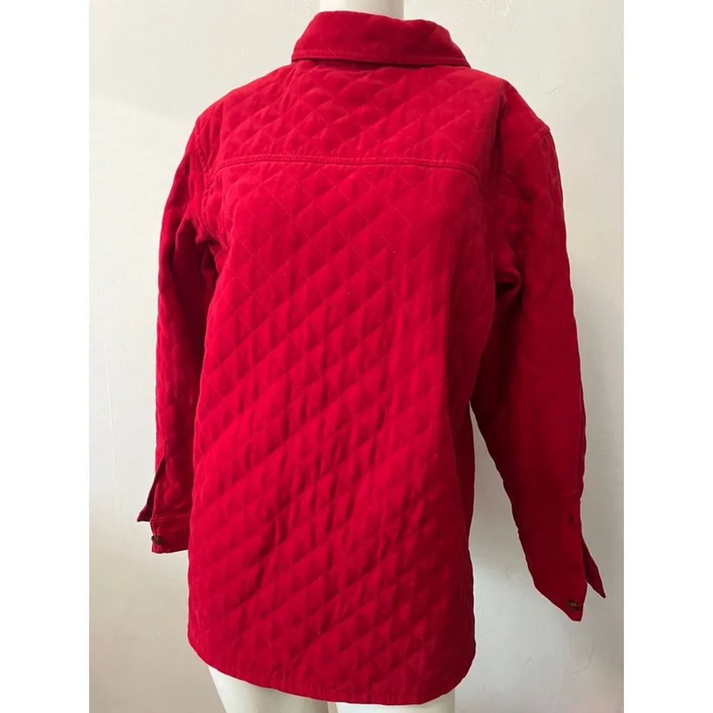 Vintage Talbots petites stretch quilted snap button lipstick red jacket Medium - Image 5