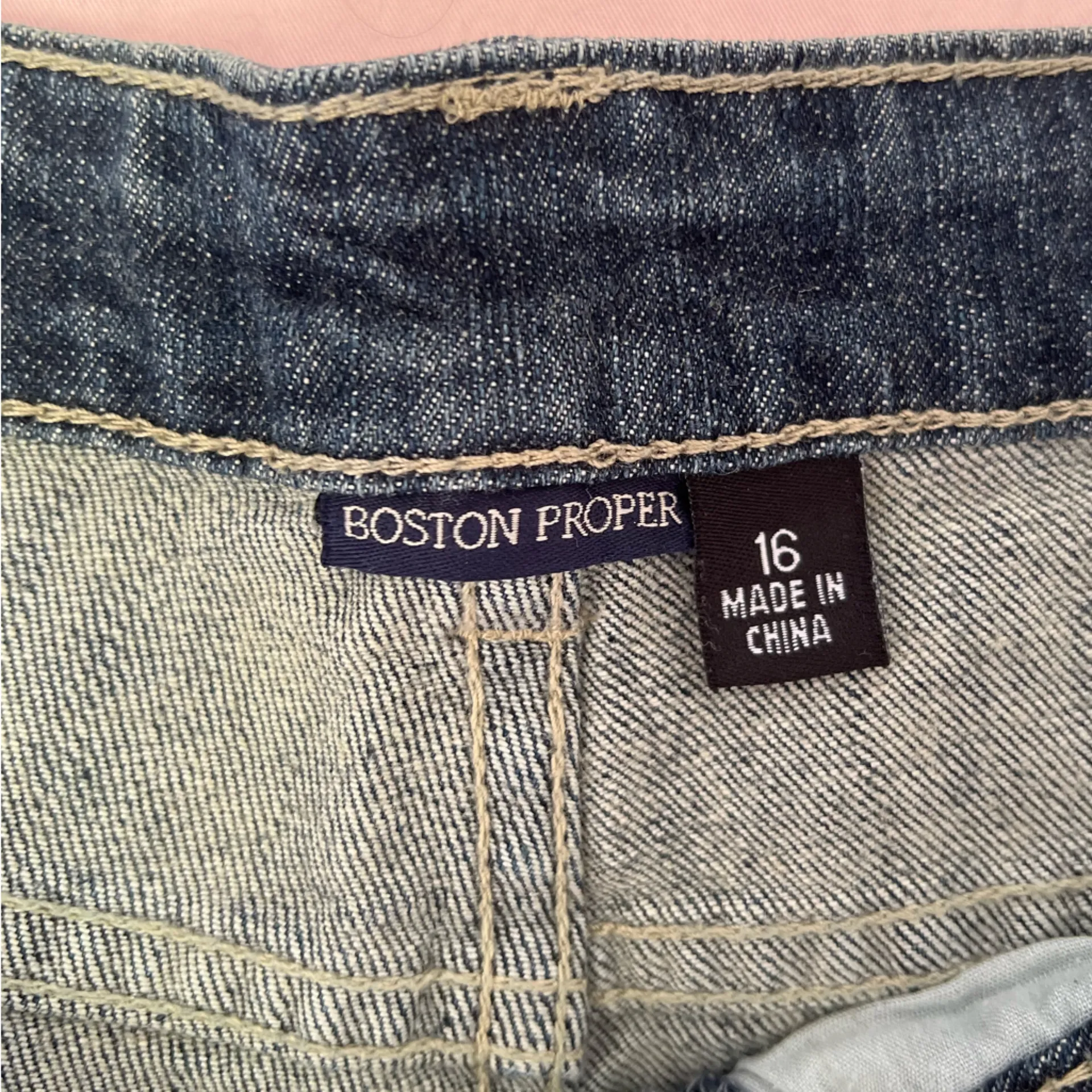 Boston Proper Denim Flare Jeans with Lace and Rhinestone Embroidery - Image 2