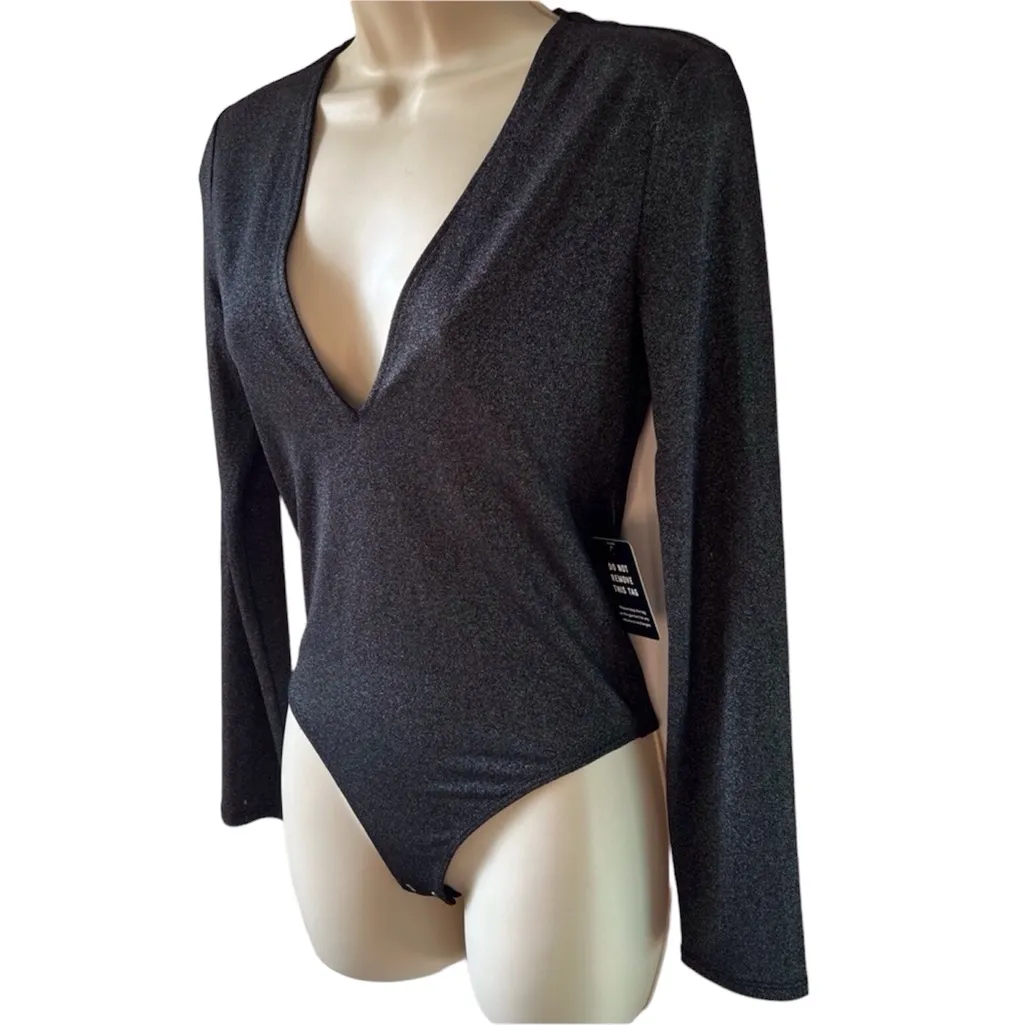 NWT Express Black Reflective Metallic Bodysuit | Size Small - Image 5
