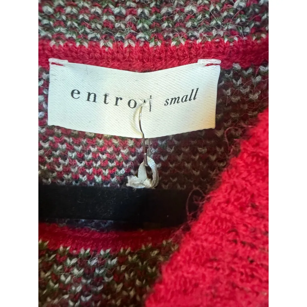 Entro  Holiday Plaid Knit Sweater in Red Size S - Image 6
