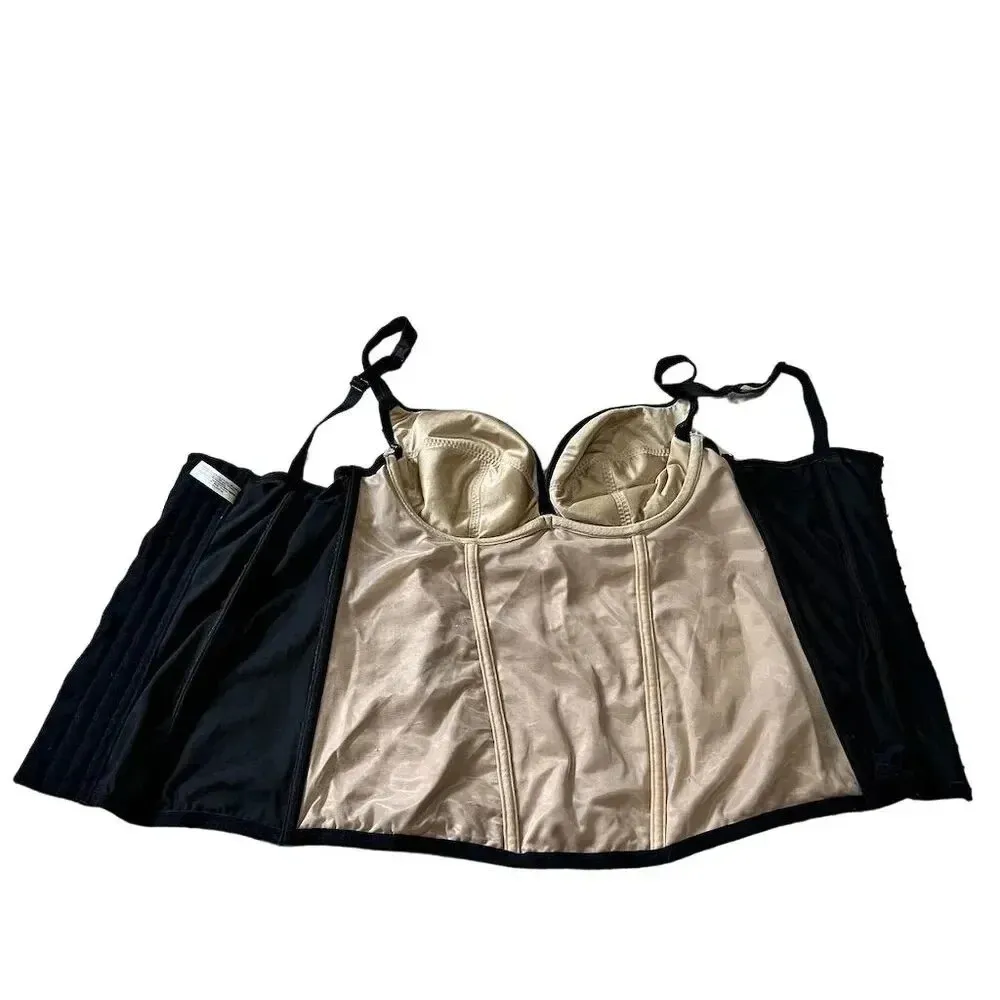 Cacique Women's Floral Lace Bustier Corset Bra Top Size 14/16 Black and Tan - Image 7