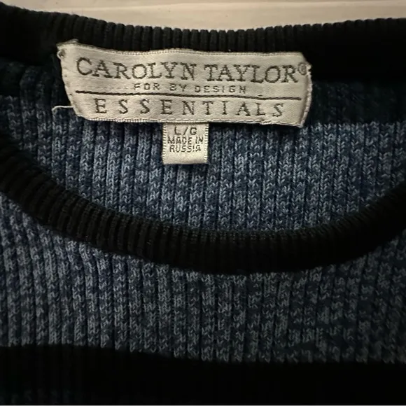 Carolyn Taylor Vintage Color Block‎ Crew Neck Sweater Blue Gray Black Size L - Image 10