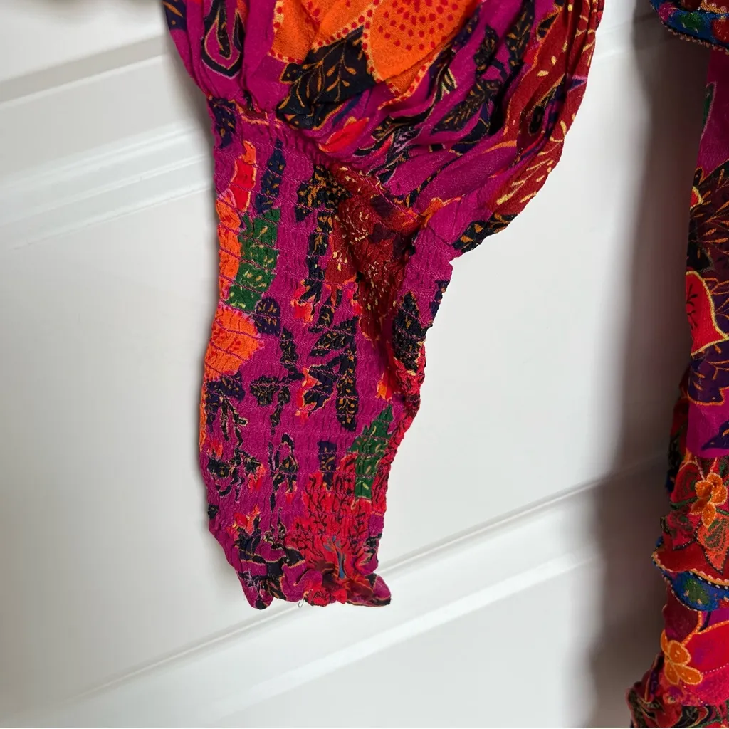 FARM Rio Anthropologie Tropical Tapestry Long-Sleeve Mini Dress in Pink - Image 7