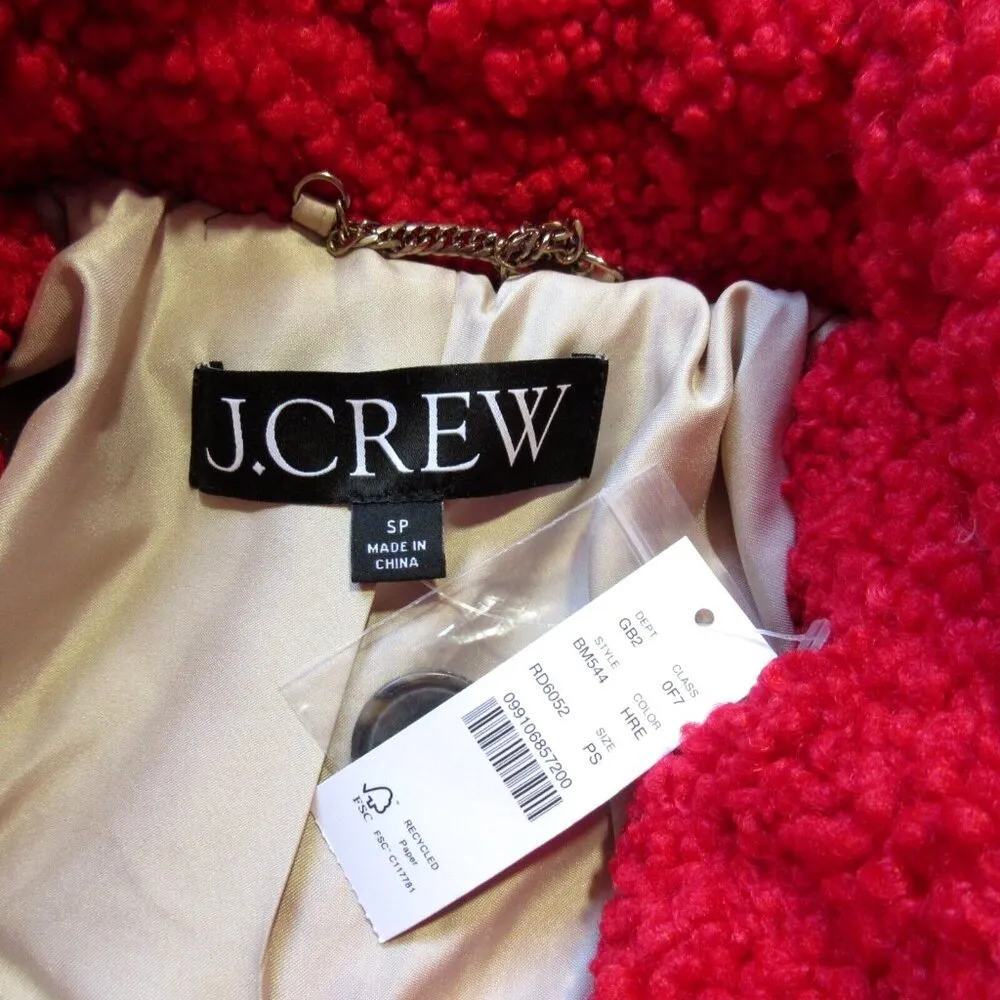 NWT J.Crew Petite Teddy Sherpa Lady Coat in Holiday Red Cozy Furry Jacket PS SP - Image 3