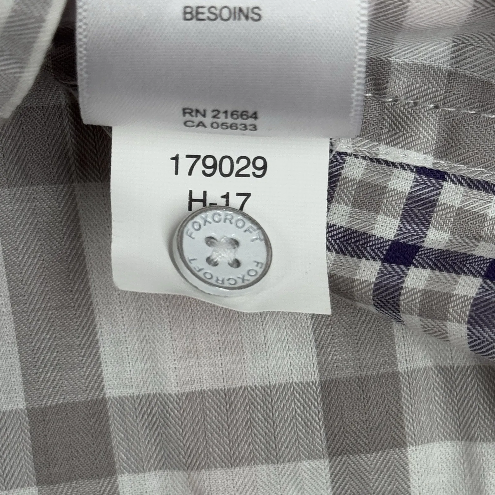 Foxcroft Shirt Womens 18W Blue Gray Plaid Button Up Preppy Casual Work‎ Office - Image 8