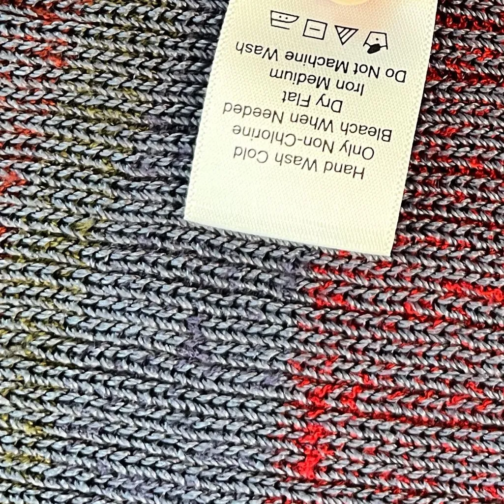 COLDWATER CREEK ~ Red Blue Rayon Striped Button Cardigan Sweater Women’s Medium - Image 8