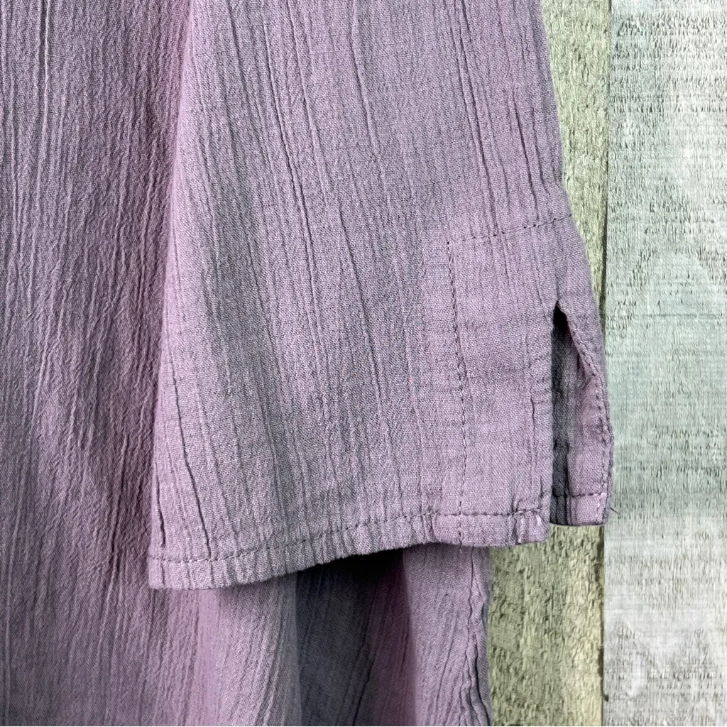 ICANTOO Size XL Gray Crinkle Gray Style Material Crewneck 3/4 Sleeve Tunic Top - Image 4