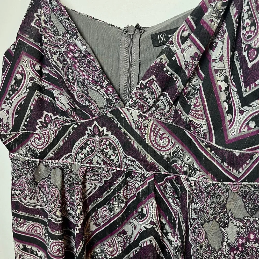 INC Babydoll Top Sparkle Purple Sz 14 Y2K Dark Romantic Fairy Whimsical Feminine - Image 6