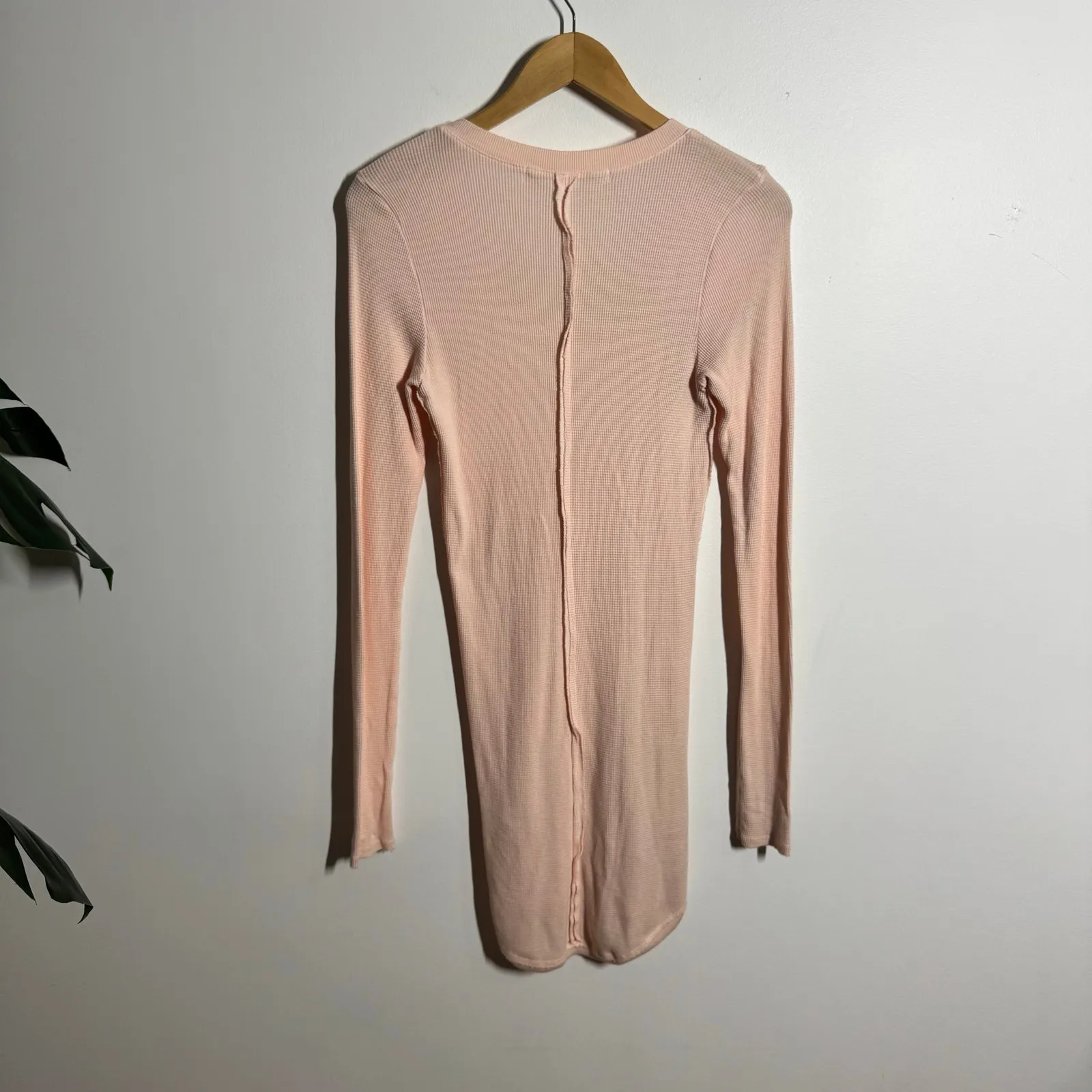 Michael Stars Top Women OS Light Pink Peach Waffle Knit Cozy Casual Capsule - Image 2
