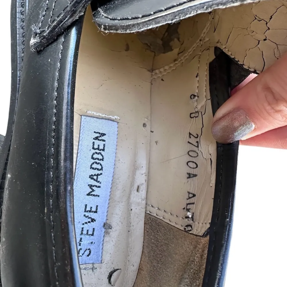 Y2K vintage Steve Madden chunky leather block heel loafers - Image 4