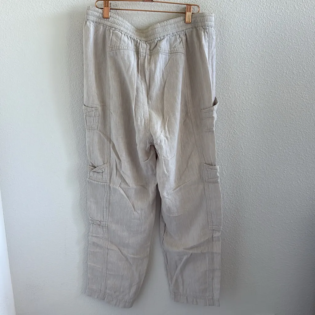 Free People Feelin’ Good Utility Pull-On Pants Linen Cream Small - Image 2