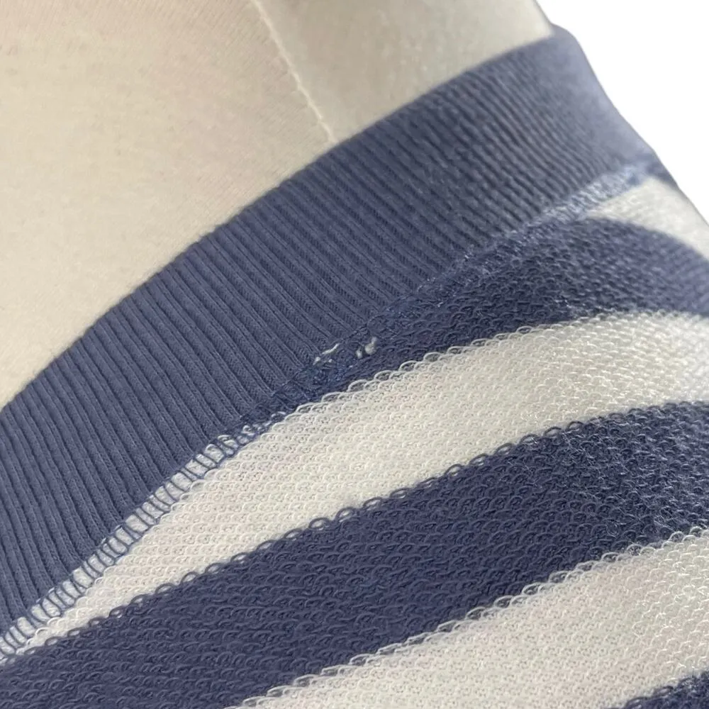 Splendid Size S Sweater Striped V Neck Exposed Zip Back Coastal Nautical Blue - Image 13