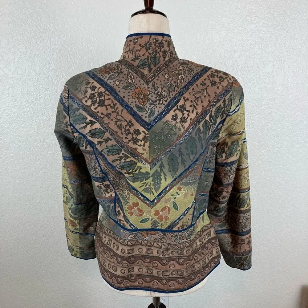 Coldwater Creek Blazer Women’s 10P Full Zip Floral Tapestry Embroidered Muted - Image 7