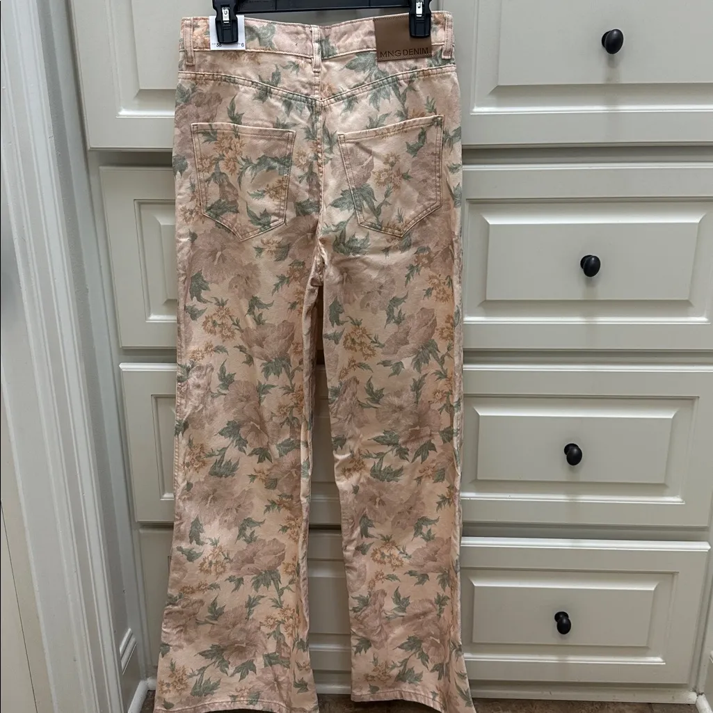 Mango NWT  Peach and Green Patterned jeans - Image 4