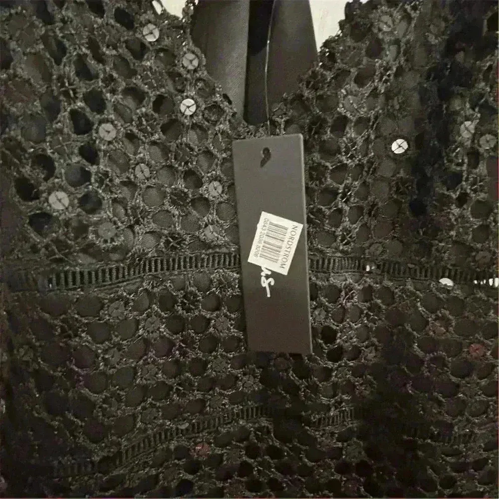 Lulus Women's XL Black Crochet Sleeveless V-Neck Midi Dress-NWT - Image 7