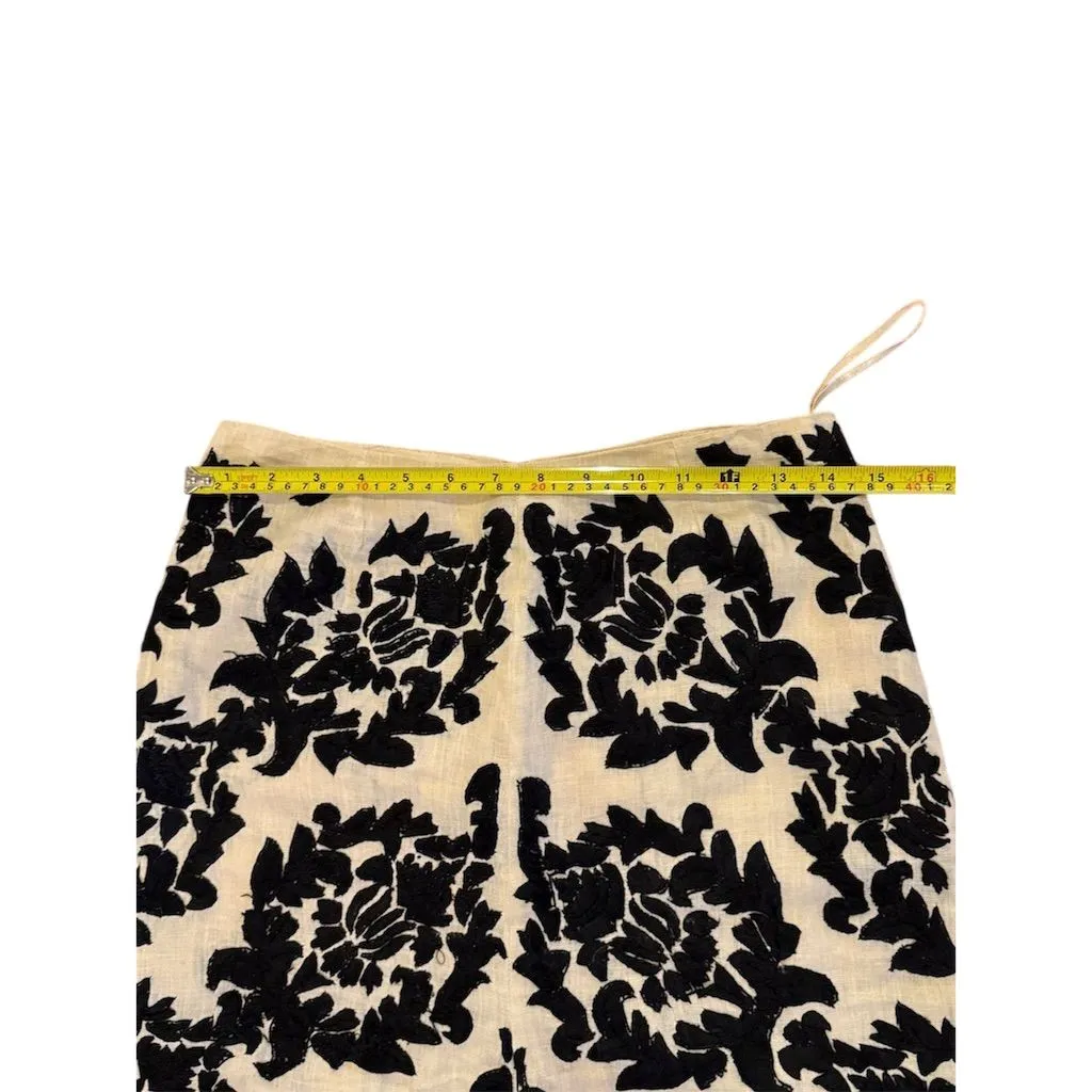 Tracy Reese Black and Cream Embroidered A-Line Skirt - Image 3