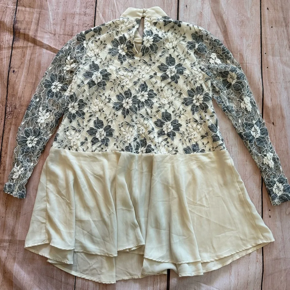 Altar'd State Long Sleeves Ivory Lace Overlay Dress Size Small Boho whimsigoth - Image 3