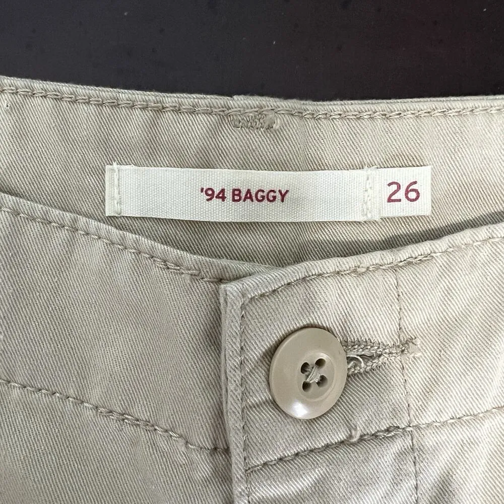 Levi's 94 Baggy Cargo Utility Pants Tan Khaki High Rise Women’s Size 26 W26 L30‎ - Image 9