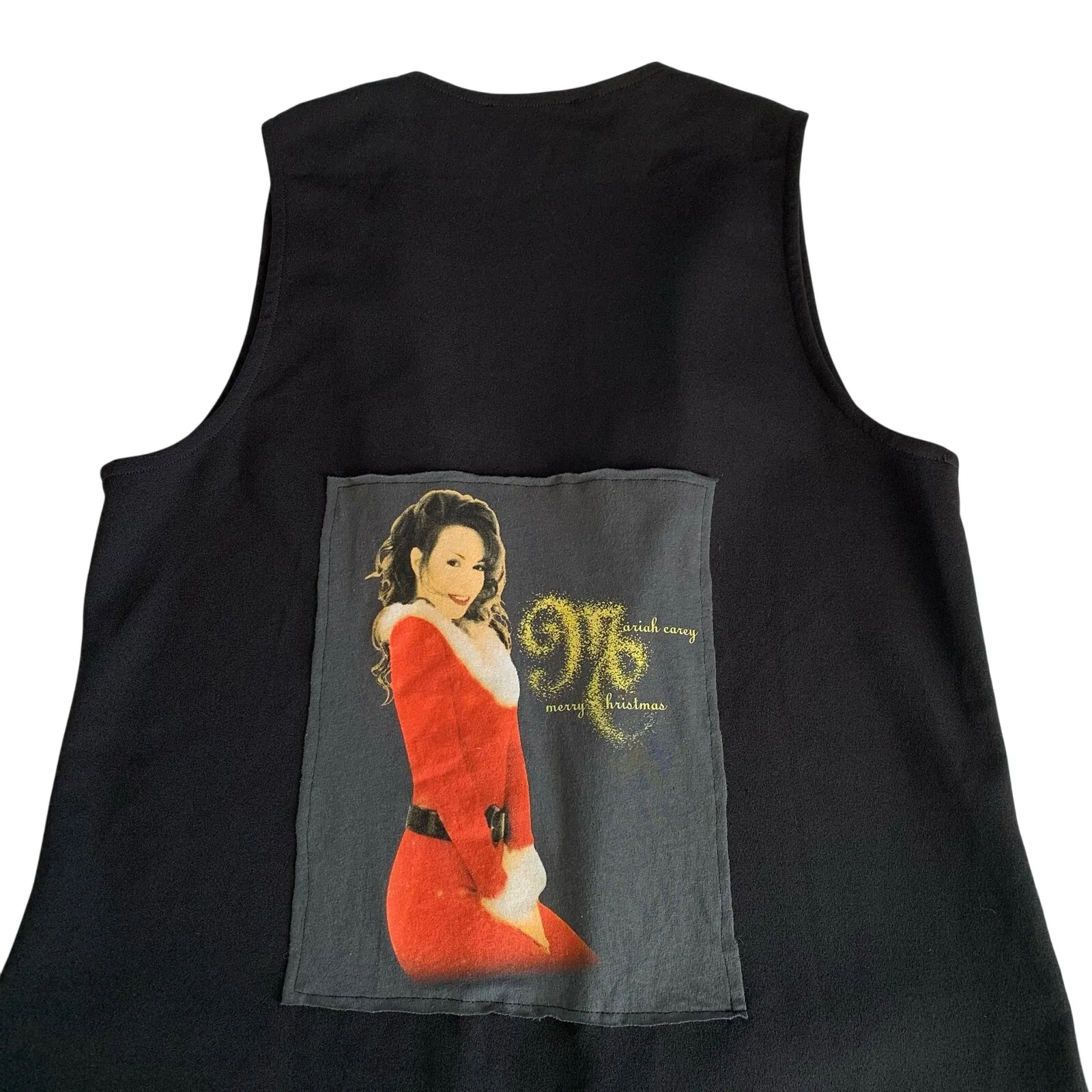 Via Penny Lane Reworked Apparel | Mariah Carey Christmas Graphic Black Vest - Image 5