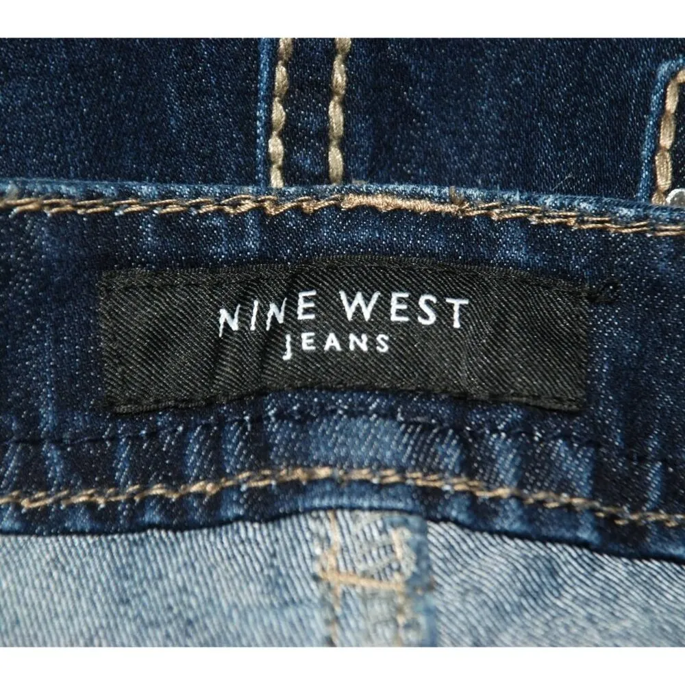 Nine West Denim Blue Jeans Size 10 W30 Straight Leg Embroidered Bling Boot - Image 8