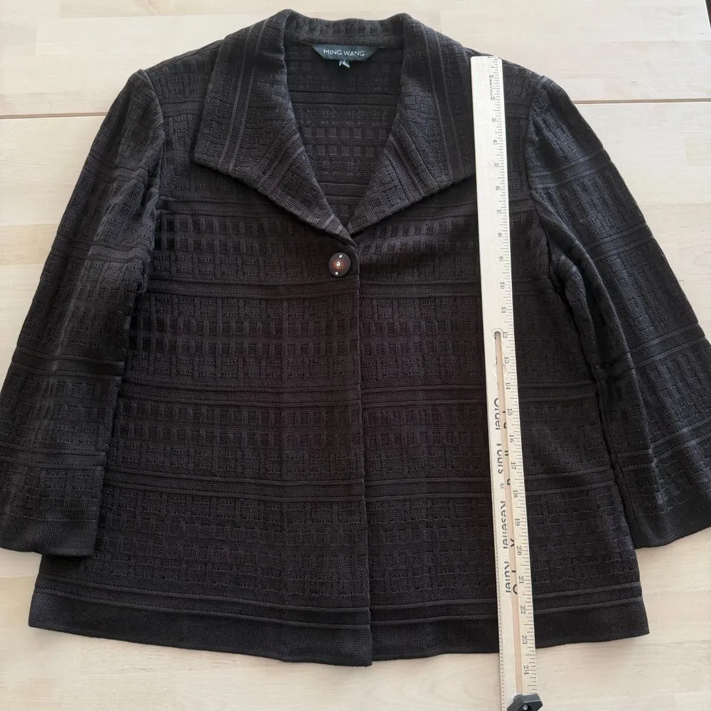 Ming Wang Knit Jacket Womens Large Brown Acrylic Minimalist Career Traver Blazer - Image 10