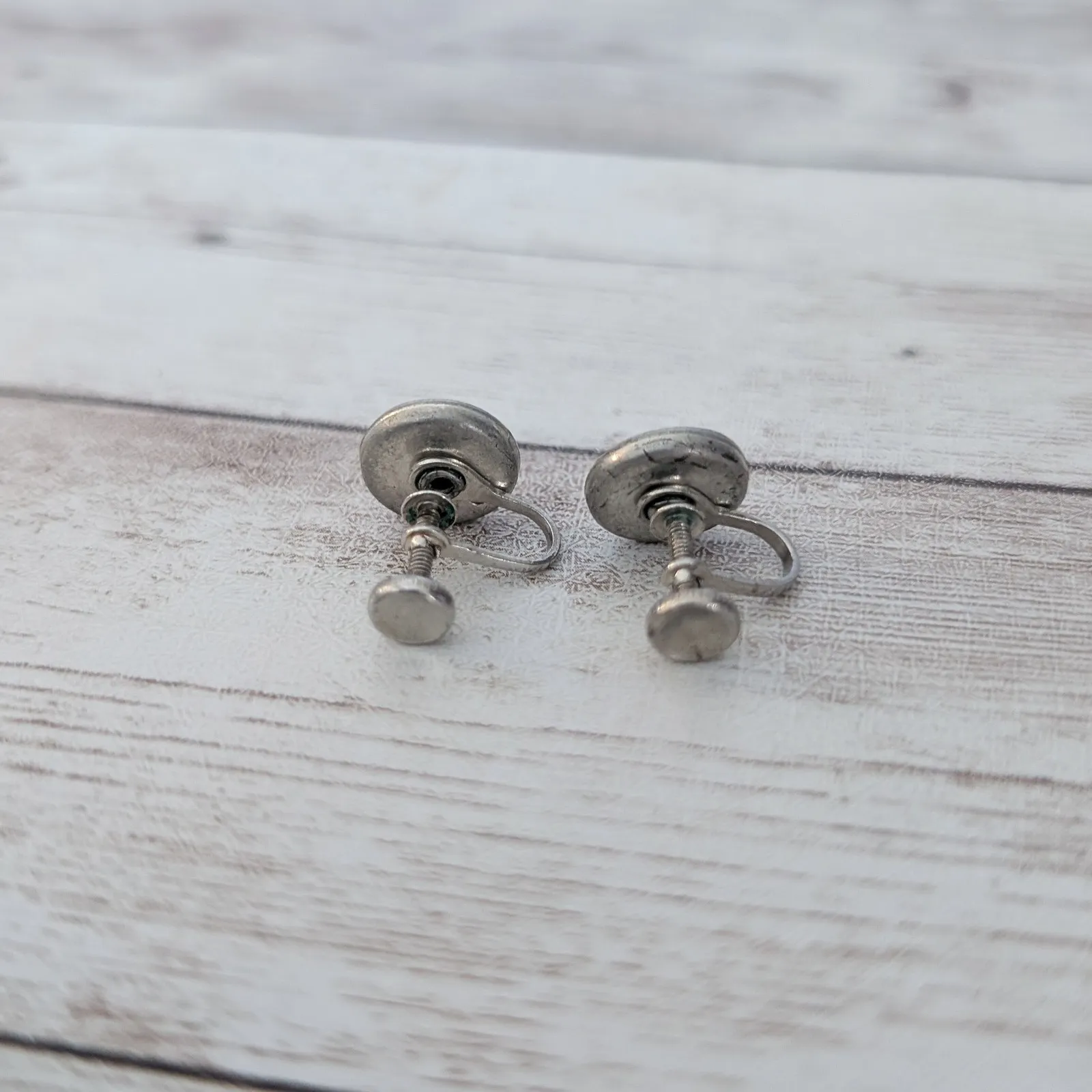 Vintage Screw Back Earrings 3/8" Clear Gems - Image 6